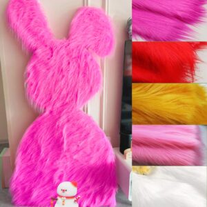 Shaggy Plush Faux Fur Fabric, Hot Pink 18 x 72 Inch Fluffy Fur Fabric Fluffy Fuzzy Craft Fur for Gnomes Beard Hair Halloween Grinch DIY Craft Furr Cushions Flamingos Animal Costumes Sewing Supplies