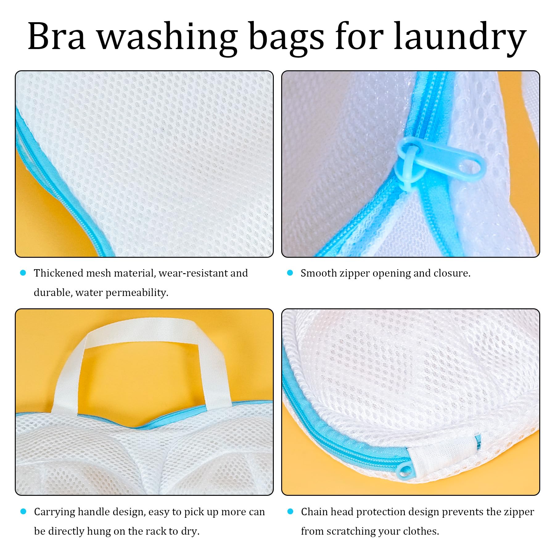 3Pcs Bra Washing Bags for Laundry, Lingerie Bag Underwear Brassiere Washing Bags with Zipper, Delicates Laundry Bag for Women Laundry Storage