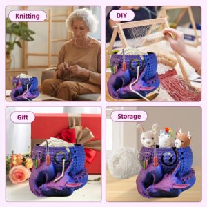 Fantasy Dragon and Egg Large Yarn Bowl for Crocheting Funny,Crochet Bowls for Yarn,Yarn Bowl for Knitting,Yarn Holder for Crocheting,Perfect Gifts for the Knitter,8.66inch×7.09inch×4.92inch(purple)