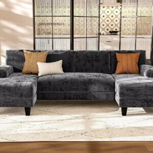 Txtin's U Shaped Sectional Couches for Living Room, 111 Inch Modular Sofa with Double Chaise, Large Lounge Couch for Apartment,Grey