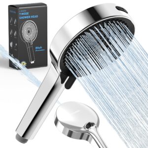 d dussal handheld shower head, high pressure 7-mode shower head, hand held shower head, 202 anti-clogging silicone nozzles, built-in power wash to clean tub, clean corner,tile & pets - chrome