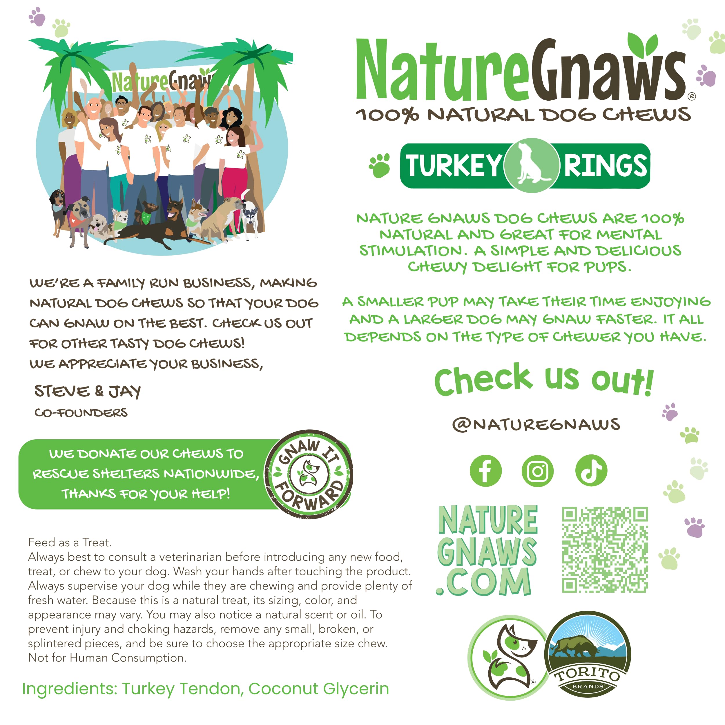 Nature Gnaws USA Turkey Tendon Rings for Dogs (8oz) - Delicious Grain Free Reward Snack for Small, Medium & Large Breeds - Premium Natural Dog Chew Treats