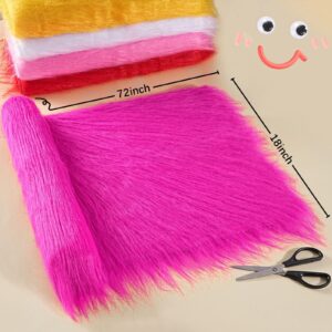 Shaggy Plush Faux Fur Fabric, Hot Pink 18 x 72 Inch Fluffy Fur Fabric Fluffy Fuzzy Craft Fur for Gnomes Beard Hair Halloween Grinch DIY Craft Furr Cushions Flamingos Animal Costumes Sewing Supplies