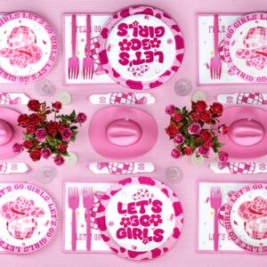 Hombae Cowgirl Bachelorette Party Decorations, Let’s Go Girls Party Supplies, Disco Hot Pink Nashville Cowgirl Bridal Shower, Fringe Curtain Balloon Banner Tablecloth Cake Topper Plates Napkins Forks