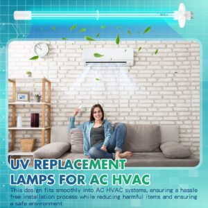 Qualirey 2 Pcs 14" UV Light Replacement Bulb 4 Pin Base UV Lamp 18W UV Light for AC 254NM UV Light 24V, 120V and 220V UV Light Bulb House UV Replacement Bulb for AC HVAC