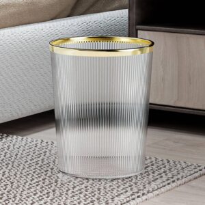 SUNFECILI Clear Trash Can,Space Saving Trash Wastebasket,Transparent Trash Can, Multipurpose Stylish Simple Round Shape Large Capacity Waste Basket for Bathroom Bedroom Kitchen Office