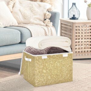 YETTASBIN Gold Flash Print Storage Basket with Lid and Handles, Large Collapsible Fabric Storage Bins Sturdy Storage Organizer for Shelves, Closet, Bedroom, School, Office, Home Decor