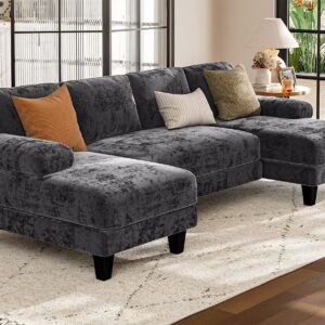 Txtin's U Shaped Sectional Couches for Living Room, 111 Inch Modular Sofa with Double Chaise, Large Lounge Couch for Apartment,Grey