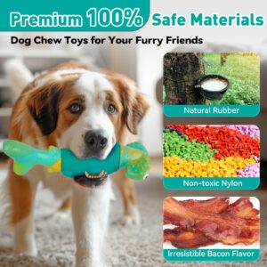 BIKIISEN Dog Toys for Aggressive Chewers, Interactive Dog Chew Toys for Large Dogs, Indestructible Squeaky Dog Toys to Keep Them Busy, Tough Dog Toys for Medium/Large Breed Dogs (Green)