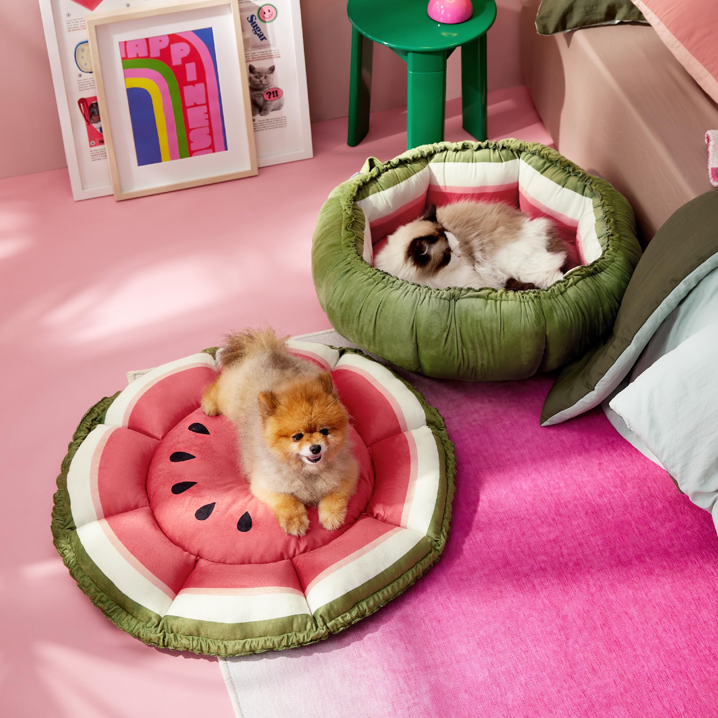 Lesure Cat Beds for Indoor Cats - Washable Cute Cat Beds with Versatile Dual-Use Design, Reversible Donut Pet Bed for Puppy and Kitten, 21x21x7 Inches