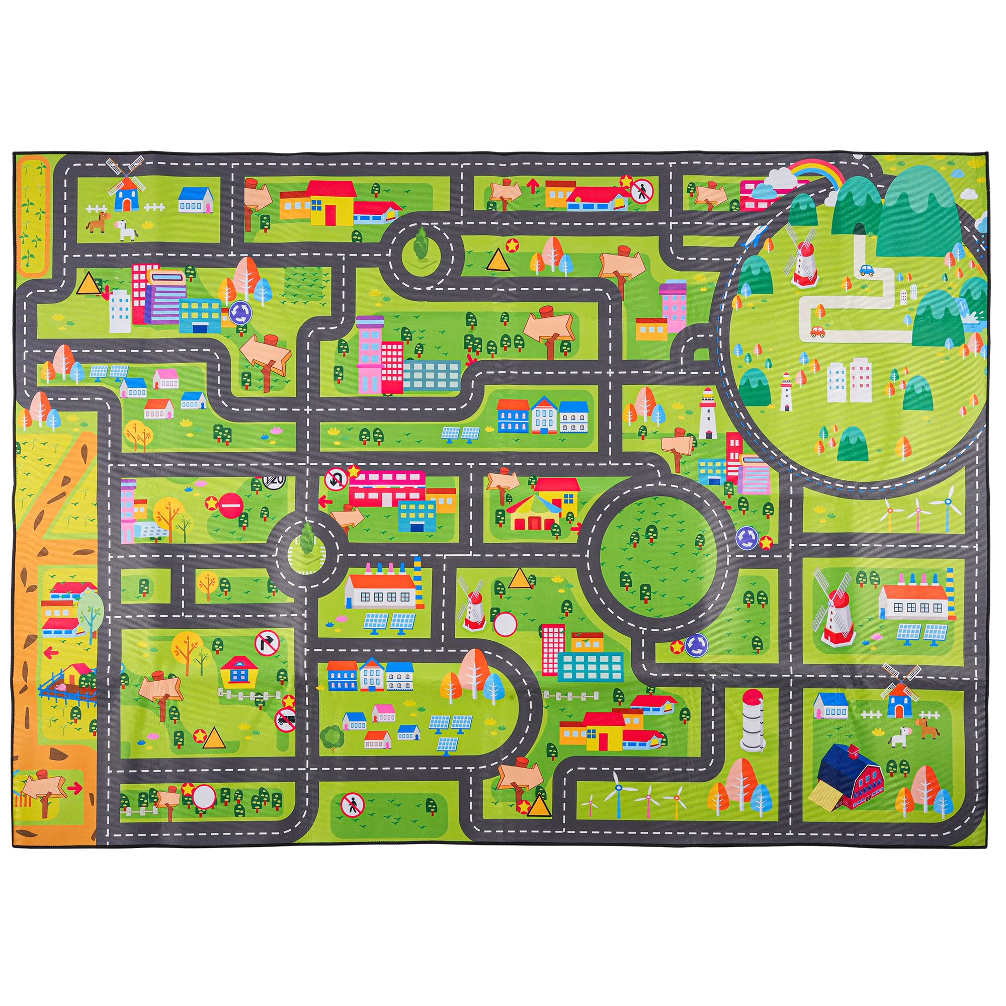 Nisorpa Car Rug 6.5×5 Ft, DIY Track Playmat Rug City Life Traffic Road Map Fun Carpet Area Rug, Player Car Rug for Playroom Bedroom Living Room Classroom