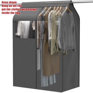 SimpleHouseware Garment Covers for Clothes Rack/Closet/Hanging Clothes, Enclosed Clear Window, Dark Grey