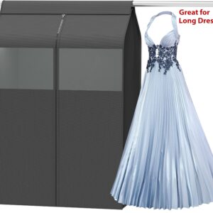 SimpleHouseware Garment Covers for Clothes Rack/Closet/Hanging Clothes, Enclosed Clear Window, Dark Grey