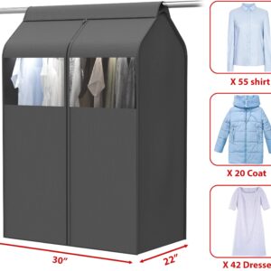 SimpleHouseware Garment Covers for Clothes Rack/Closet/Hanging Clothes, Enclosed Clear Window, Dark Grey