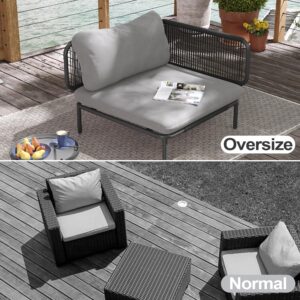 VredHom Patio Furniture Set, Outdoor Patio Furniture Oversized Metal Patio Sectional Sofa, 6-Seat Conversation Set with Cushion for Indoor and Outdoor, Black Frame & Dark Grey Mat (6 Seats 8 Armrests)