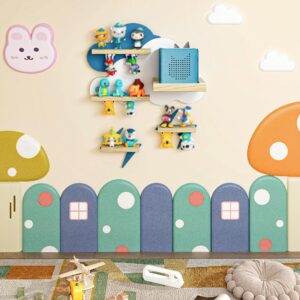 Sumbame Cloud Tonie Shelf for Toniebox Storage - Tonie Magnetic Wall Shelf for Tonie Figures, Toniebox, Charging Station, Decorative Hanging Shelf for Kids, Nursery Room (Cloud and 2 Lightning)