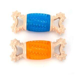 MPP 6" Giggle Bones Tough Dental Dog Toy Durable Unique Shape Texture Massages Gums (Blue)