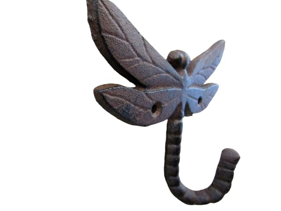 Generic Vintage Style Cast Iron Dragonfly Rustic School Coat Hook Wall Mount, Brown