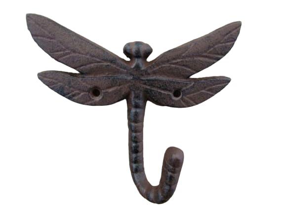 Generic Vintage Style Cast Iron Dragonfly Rustic School Coat Hook Wall Mount, Brown