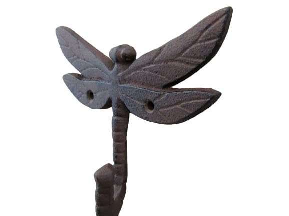 Generic Vintage Style Cast Iron Dragonfly Rustic School Coat Hook Wall Mount, Brown