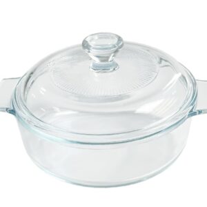 Small Tempered Glass Casserole Dish for Oven with Lid, Round Microwave Oven Baking Dish with Glass Lid, 0.8Qt