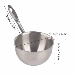 Butter Warmer Pot Small Butter Warmer Measuring Pot with Long Handle, All in One Flat Induction Bottom Mini Butter Hot Pot Milk Pot Small Saucepan Sturdy Stainless Steel (300ML)