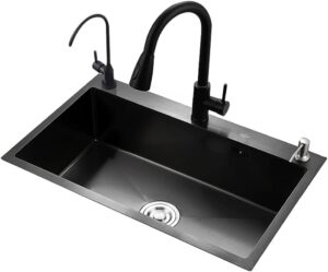 diidiif kitchen sinks bathtub single bowl 304 stainless steel sink set black square large sink extremely fast drainage with two taps