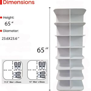 Original Rotating Shoe Rack A square Tower,original 7-tier hold over 28 pairs of big shoes,Spinning Shoe Display Lazy Susan,Revolving 360 shoe rack,Rotate Shoes Closet Organization.weinstein storage