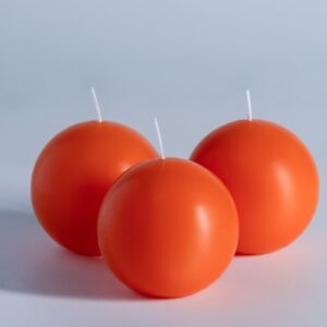 mozeal hand-poured, 3 inch orange round ball candles - elegant orange round pillar candles set of 3, dripless, unscented, smokeless, ideal for halloween decor.