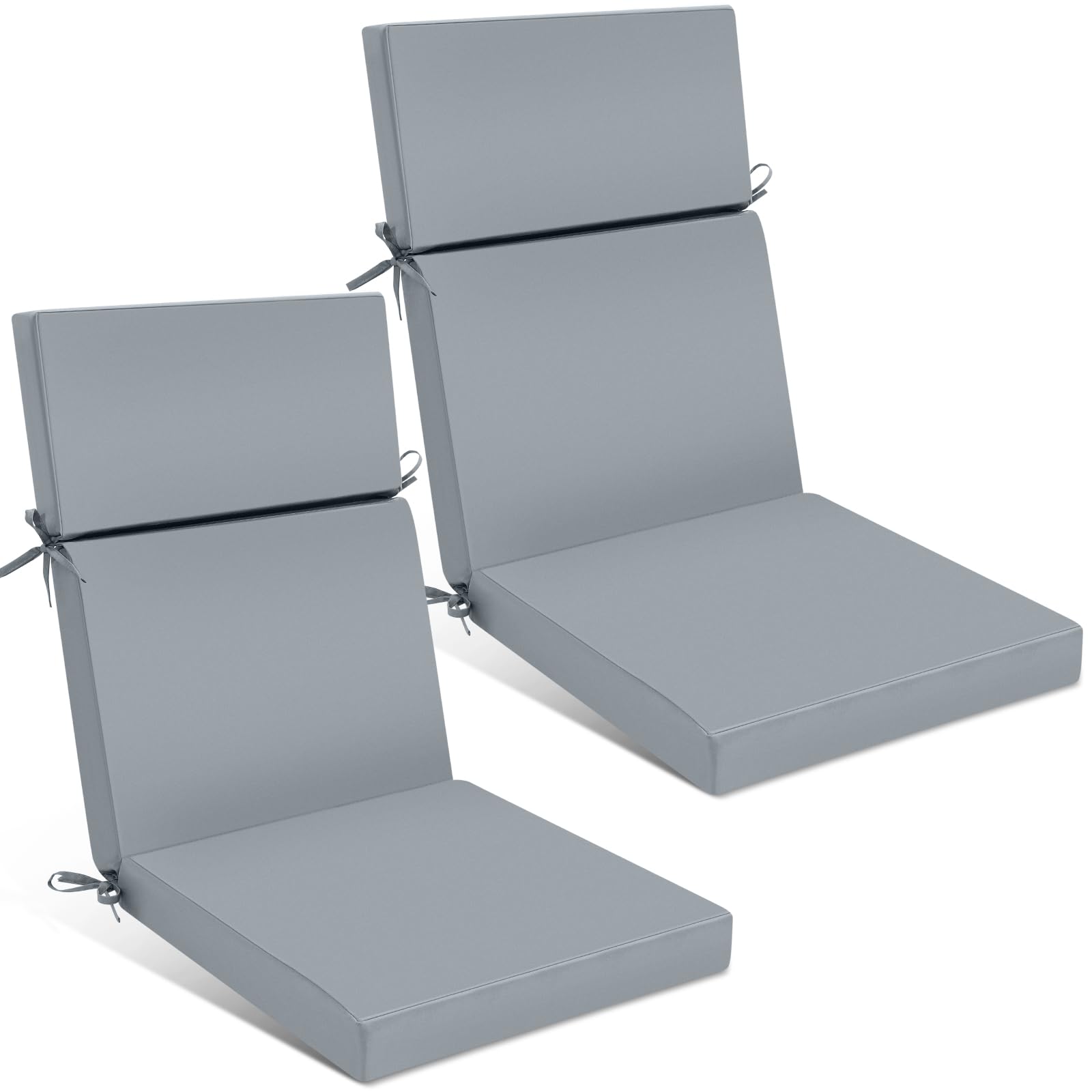 Chitidr 2 Pack Outdoor High Back Chair Cushion, 44 x 20 inches Patio Chair Cushions Waterproof Rocking Chair Cushions Indoor Furniture Seat Pad, Weather Resistant(Light Gray,2)