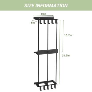 HGFITNIT Towel Racks 1PCS,Towel Racks for Bathroom,35 inch Towel Rack Wall Mounted with Metal Shelf and 10 Hooks Can Holds 6 Large Towels,for Modern Small Space Bathroom Towel Storage (Black)