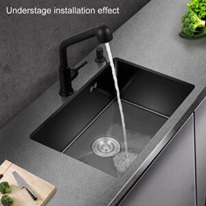 HAMEXLN Black 304 nanometer Stainless Steel Sink Bathtub Single Bowl Home Kitchen Large Sink Square Single Tank with soap Dispenser, 72x45x20cm