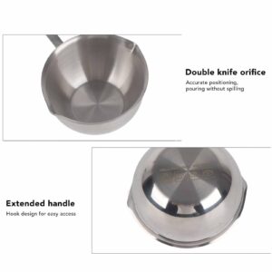 Butter Warmer Pot Small Butter Warmer Measuring Pot with Long Handle, All in One Flat Induction Bottom Mini Butter Hot Pot Milk Pot Small Saucepan Sturdy Stainless Steel (300ML)