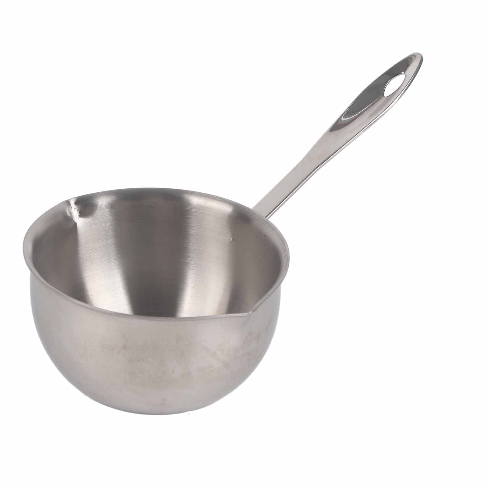 Butter Warmer Pot Small Butter Warmer Measuring Pot with Long Handle, All in One Flat Induction Bottom Mini Butter Hot Pot Milk Pot Small Saucepan Sturdy Stainless Steel (300ML)