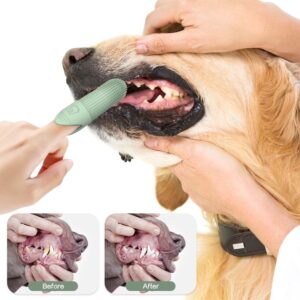 Dog Toothbrush and Toothpaste Set - 1 Pc Dog Toothpaste with 2 Pcs Upgraded Silicone Finger Toothbrush for Dogs and Cats - Dog Tooth Brushing Kit for Cat and Dog Teeth Cleaning & Dental Care