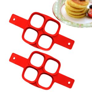 brifeel cook silicone pancake mold, flip and cook pancake maker fried egg non stick mold, reusable flip and cook pancake batter dispenser, multiple shapes available (d 2pcs)