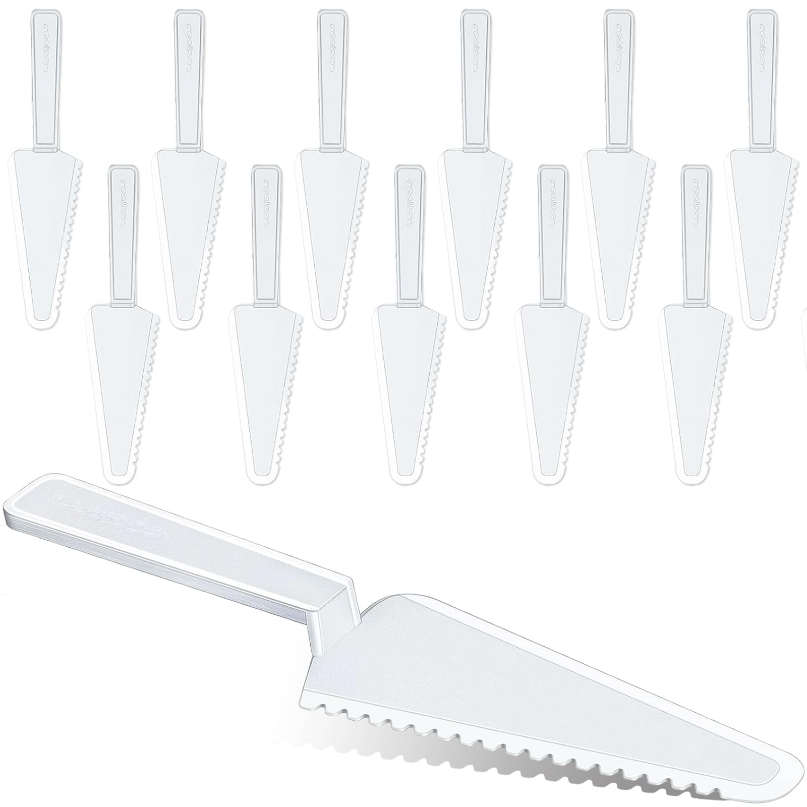 12 Pcs Disposable Plastic Cake Cutter Cake Pie Server Cutter Slicer Pizza Pastry Slicer for Kitchen Wedding Buffet