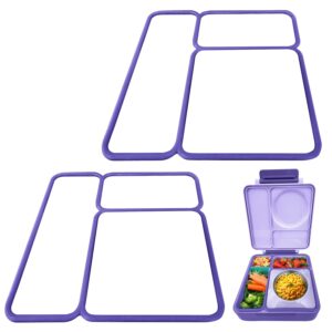 [2 pack] lid seal gasket for omiebox - exact fit replacement part for kids bento lunch box with insulated food container - 100% food-safe silicone rubber (purple) - lunch box not included