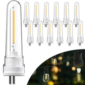 sunco 12 pack s14 led patio string light replacement bulbs for outdoors, 1w=4w, 2700k soft white, non-dimmable, 50 lumens, 2-prong g5 base, wet rated etl