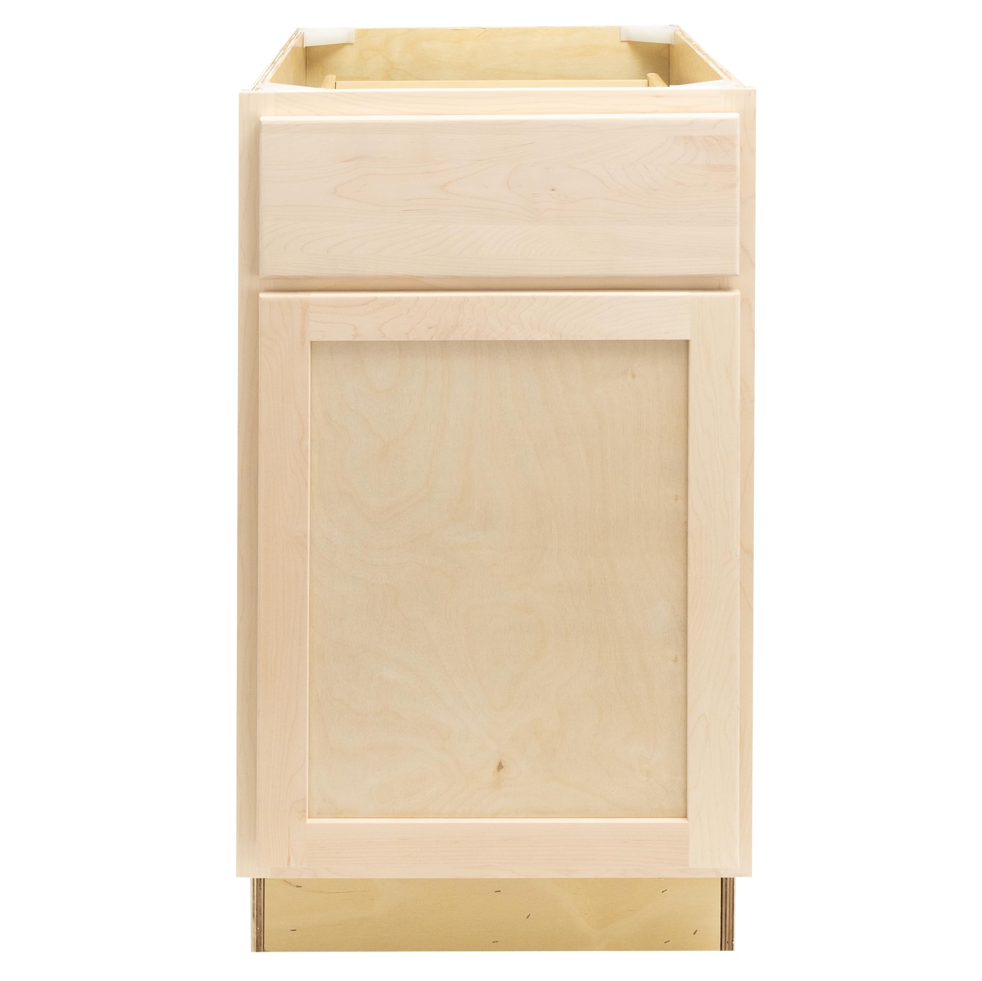 Quicklock RTA (Ready-to-Assemble) | Base Kitchen Cabinets - Shaker Style | Plywood Box Construction | Made in America (Raw Maple, 18" Wx34.5 Hx24 D Waste Basket Base)