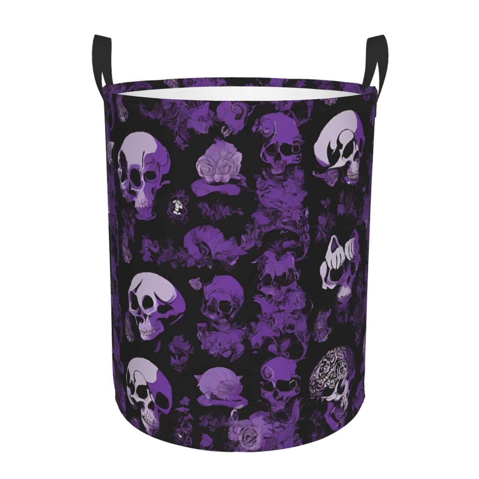 Mlmnbvc Laundry Baskets with Handles Waterproof Large Storage Basket, Collapsible Laundry Hampers, Laundry Room Organization & Apartment Essentials - Purple Black Goth Spooky, Medium