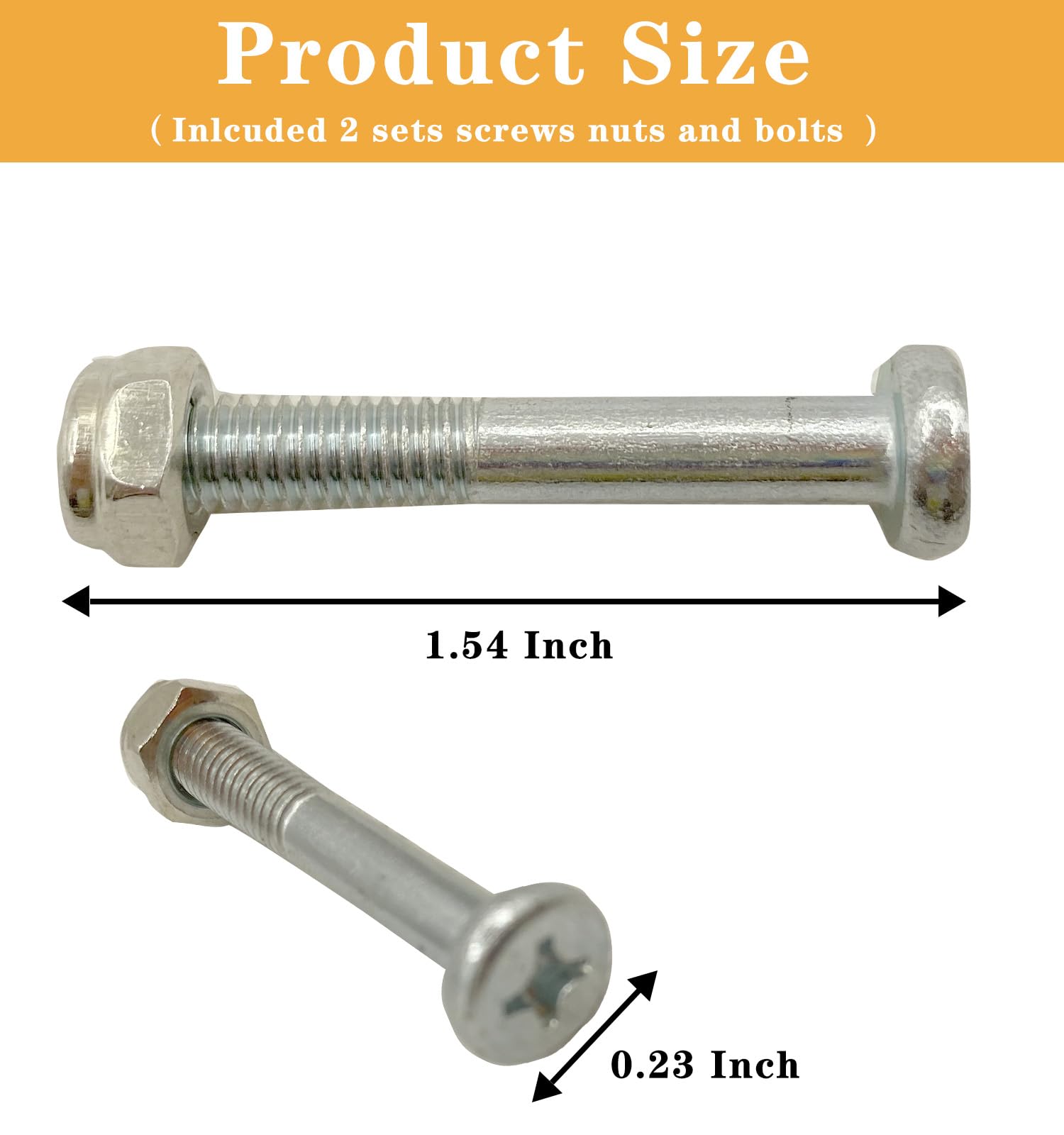 Zero Gravity Chair Replacement Screw & Nut for Repair 17" 19" 21" Gravity Chair Fabric, 1.54" Lenth 0.23“ Diameter, 2 Pack