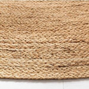 India Artistic Jute Braided Boho Area Rug, Natural Hand Woven Jute Rag Rug- Farmhouse Reverisible Rug Rustic Cotton Jute Rug Home Décor Vibrant Rag Rugs (3 Feet Round)