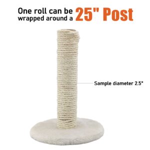 XRzitky Natural Sisal Rope for Cat Scratcher, 1/4 Inch 65FT Rope for Cat Scratching Post Multi Color Cat Scratcher Replacement Rope, Silver Grey