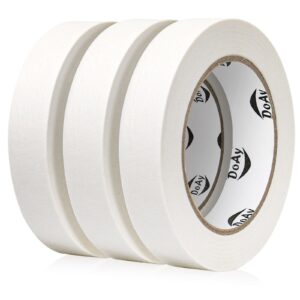 doay 3 pack white painters tape - masking tape 1 inch wide - multi-surface, smart adhesion, indoor & outdoor use - paint tape for diy, labeling, art, car, general purpose - 270ft total