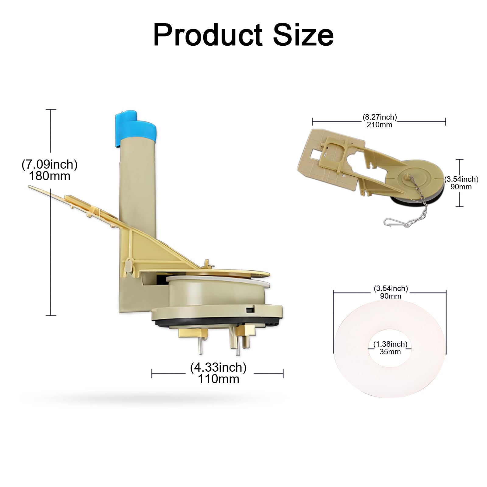 Lychee Light Toilet Flush Valve Replacement Parts for 1 Piece Toilets,3-Inch Flush Hole Toilet Repair Kits,Compatible with TOTO THU Series Flush Valve