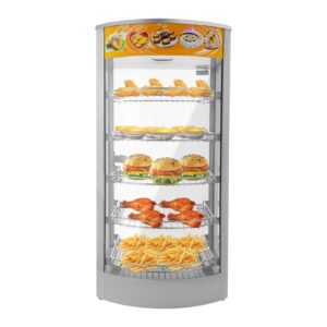 5-tier commercial food display warmer,800w electric food warmer countertop pizza warmer countertop with led lighting adjustable temperature, pastry display case for buffet restaurant 110v