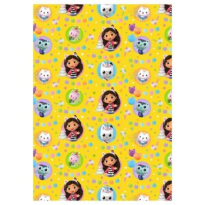 danilo gabby's dollhouse gift wrap, 2 sheets 2 tags, gift wrap for presents, officially licensed wrapping paper