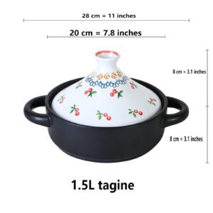 GFHVDC tagine pot moroccan for cooking Stoneware Tajine with Ceramic Cone-Shaped Closed Lid, Ceramics Casserole with Lid Handles, Tagine Cooking Pot High Temperature Pots and Pan, Housewarming Gift