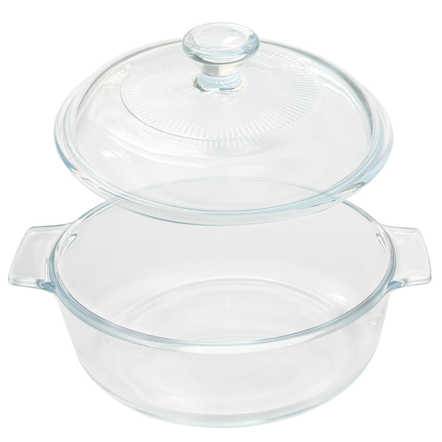 Small Tempered Glass Casserole Dish for Oven with Lid, Round Microwave Oven Baking Dish with Glass Lid, 0.8Qt